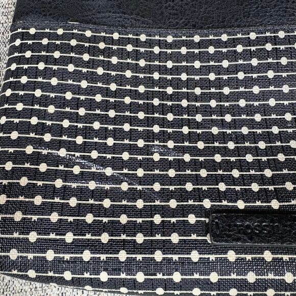 Fossil Crossbody Adjustable Strap Black Medium White Multi Top Zip - Picture 8 of 10